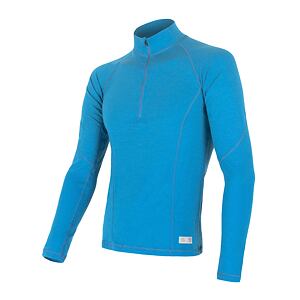 SENSOR MERINO DF pánské triko dl.rukáv zip modrá