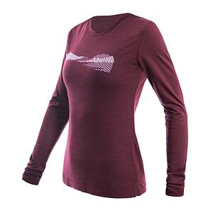 SENSOR MERINO AIR HILLS dámské triko dl.rukáv port red