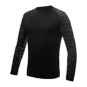 SENSOR MERINO IMPRESS pánské triko dl.rukáv černá/batik
