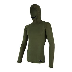 SENSOR MERINO DF pánské triko dl.rukáv s kapucí safari green
