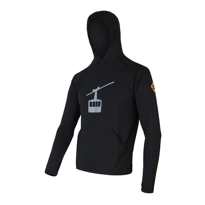 SENSOR MERINO UPPER GONDOLA pánská mikina klokanka černá