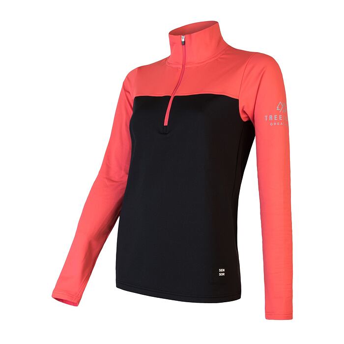 SENSOR COOLMAX THERMO dámská mikina zip černá/korál